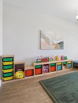 Three piece kid organizer set with bins