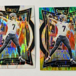 2024 Panini Select Football CJ Stroud #42 White Shock /199 + Green Yellow Shock