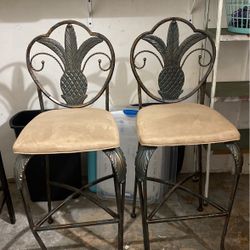 2 Wrought Iron Bar Stools