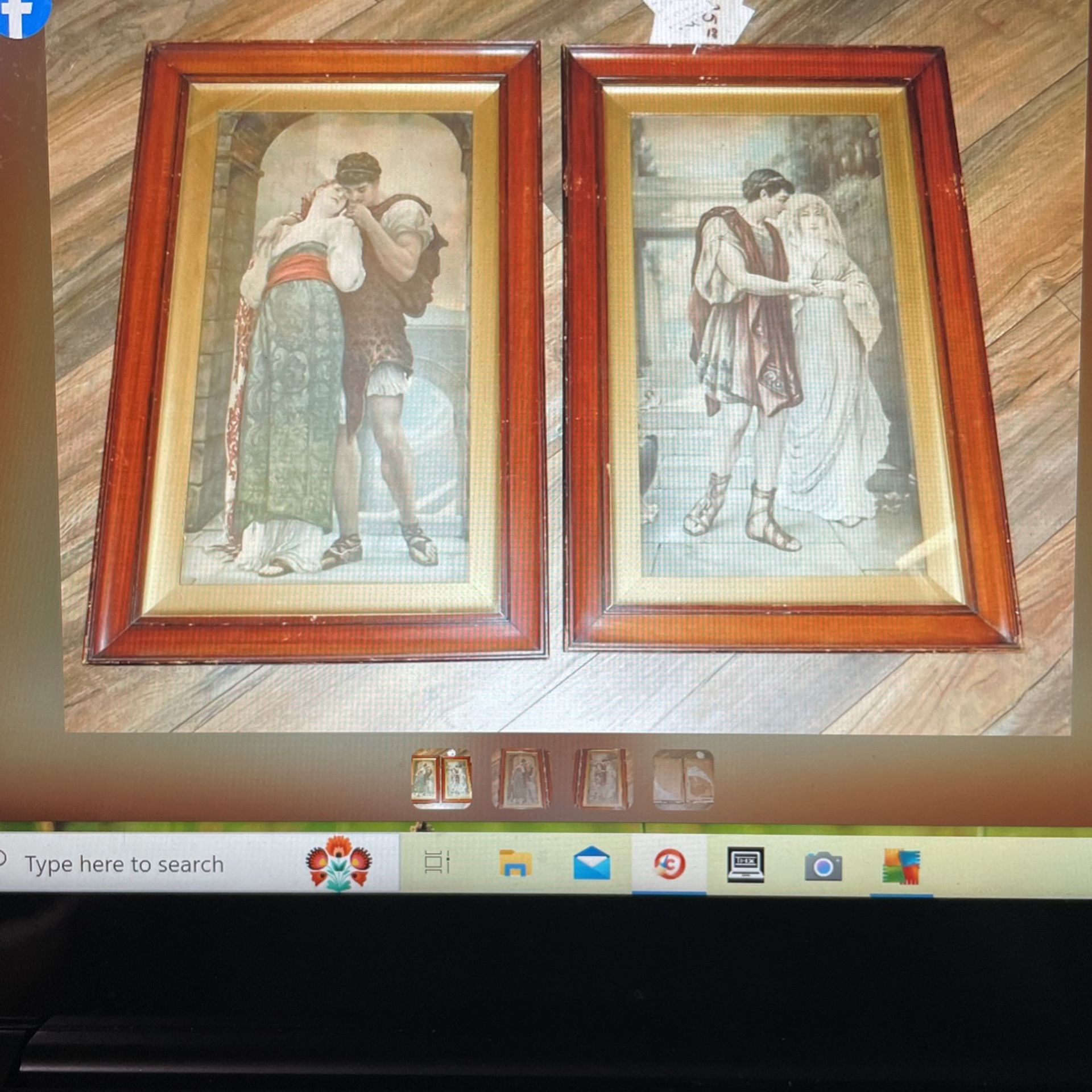 2 Lot Pair Antique Vintage 19th Century Art Nouveau 27” Lithograph Print Roman