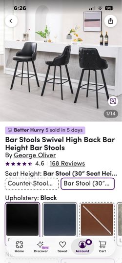 4 black bar stools