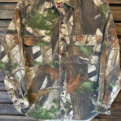 90s Vintage Wrangler Pro Gear Camo Flannel Button Down Shirt Size MED Realtree
