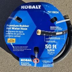 Kobalt Hot Water Hose 5/8-in x 50-ft Premium -Duty Rubber Black Coiled Hose Polyester