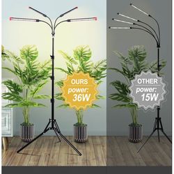 Luz de cultivo con soporte y temporizador de 4,8,12 horas, luz de planta alta de 36 vatios para árbol bonsái