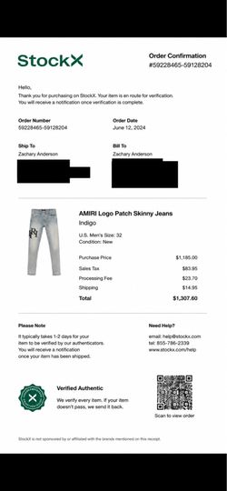 AMIRI JEANS size 34