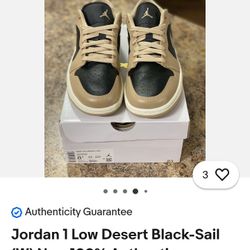 Jordan One Low Desert Black Snail