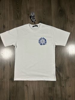 Chrome Hearts White Shirt wwith Flaming Blue Horseshoe