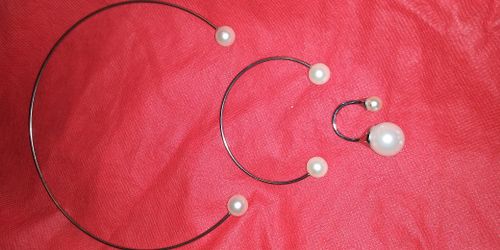 Silver and pearls set