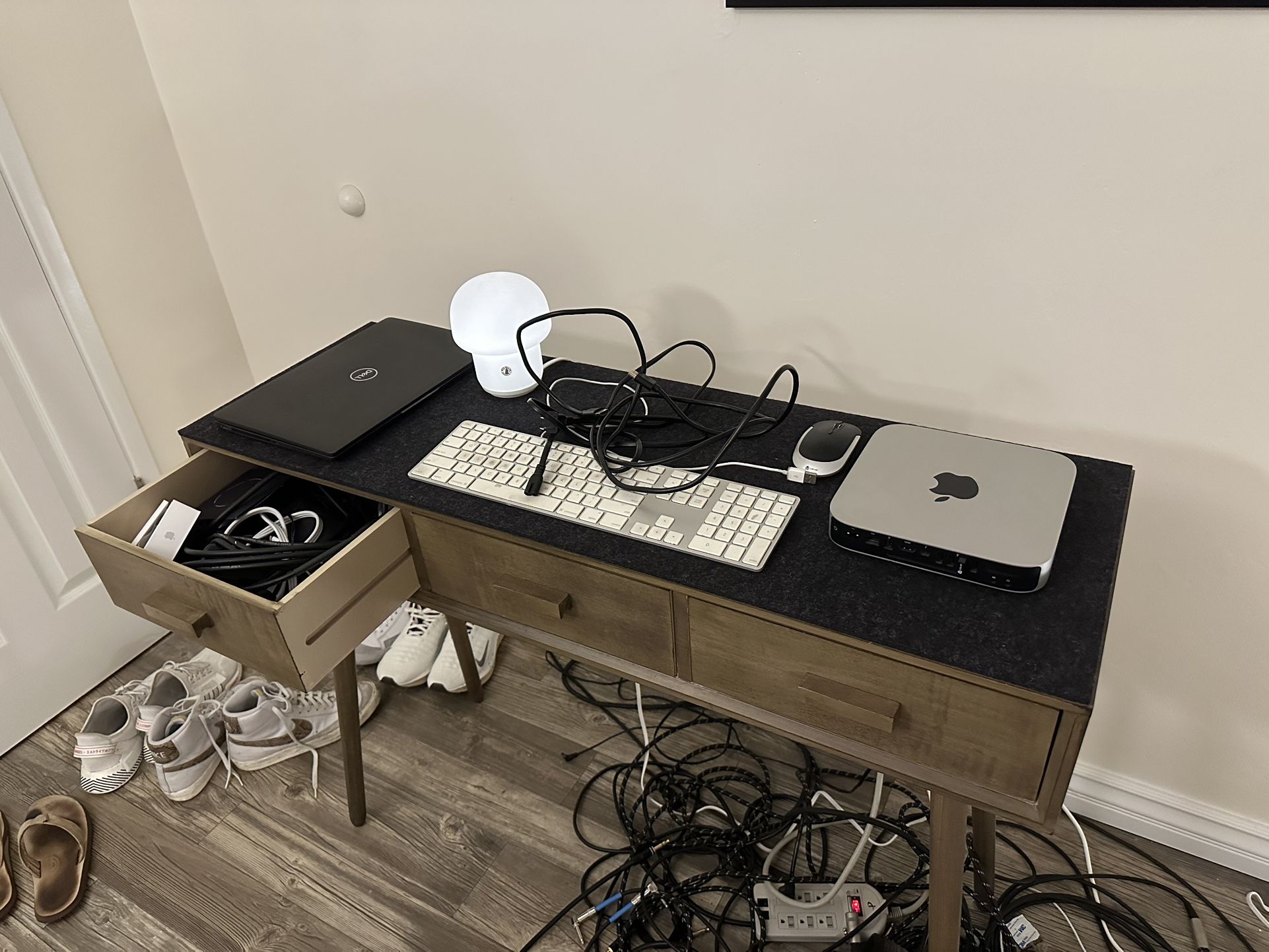 Mid-Century Console Table w/ Custom Felt Top (Like New)