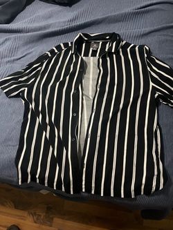 H&M Black and White Striped Button-Up Shirt