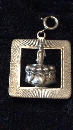 Large sterling vintage bday cake charm