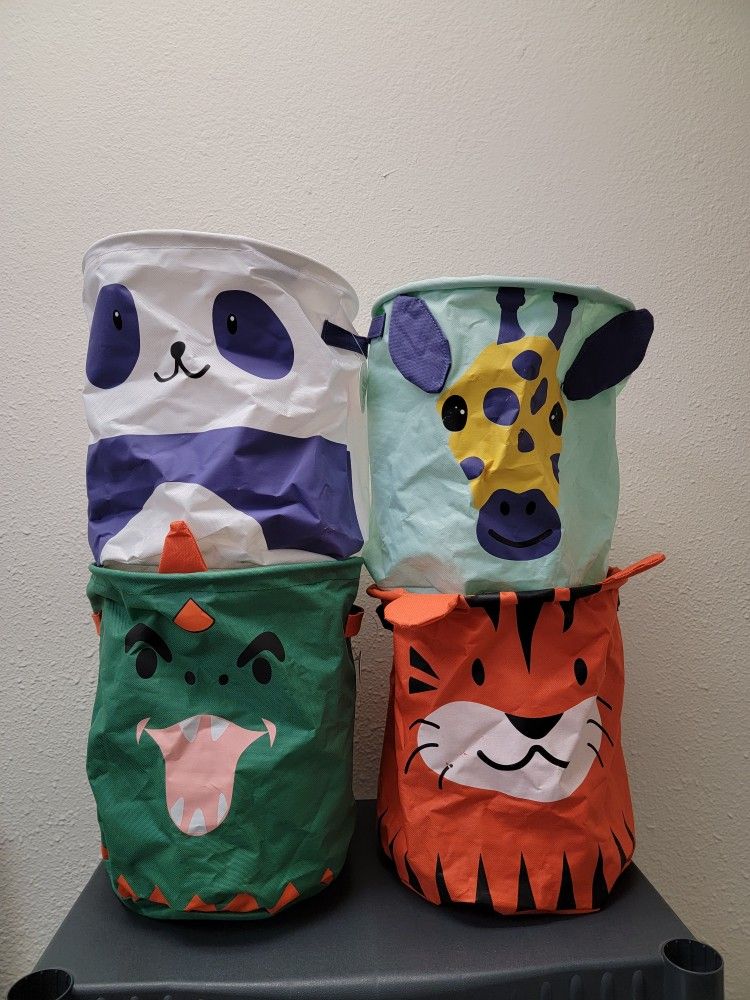 Set of 4 Collapsible Storage Bins- Panda, Tiger, Giraffe, or Dinosaur ...
