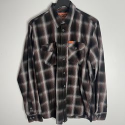 Dixxon Flannel Company Guerrero Button Down Shirt Mens Medium Brown Black