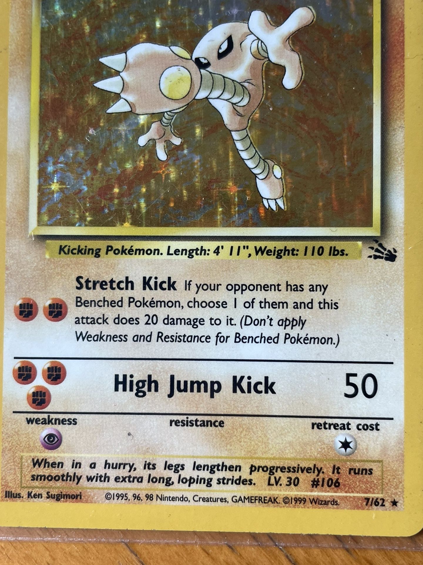 Hitmonlee Fossil Unlimted Holo Pokémon Card