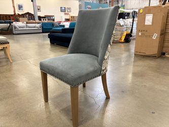 PIER 1 IMPORTS Slate Grey Damask Back Armless Accent Chair with O-Ring Detail