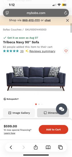 Navy sofa (BRAND NEW) 90”