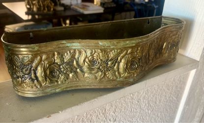Vintage brass stamped planter