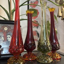 Vintage Fenton Hobnail Vases