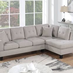 2-Piece Sectional Set 2pc Sectional Sofa w/ 2 Accent Pillows