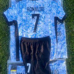 Soccer  kids sizes Jerseys jersey Ronaldo futbol Portugal 🇵🇹 Messi Argentina set Ronaldosizes22,24,26,28,4,6,7,8,9,10,11,12 years old Neymar jr Bras