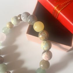 Large Multi-Gemstone Bracelet – Dalmatian Jasper, Aventurine, Jade, Quartz & More (10mm) 