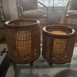 2 Rattan Candle or Plant holders