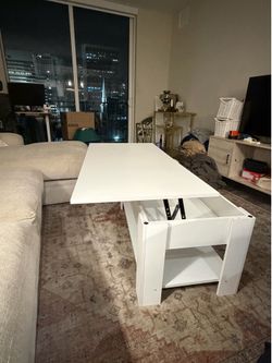 White coffee table with lift top