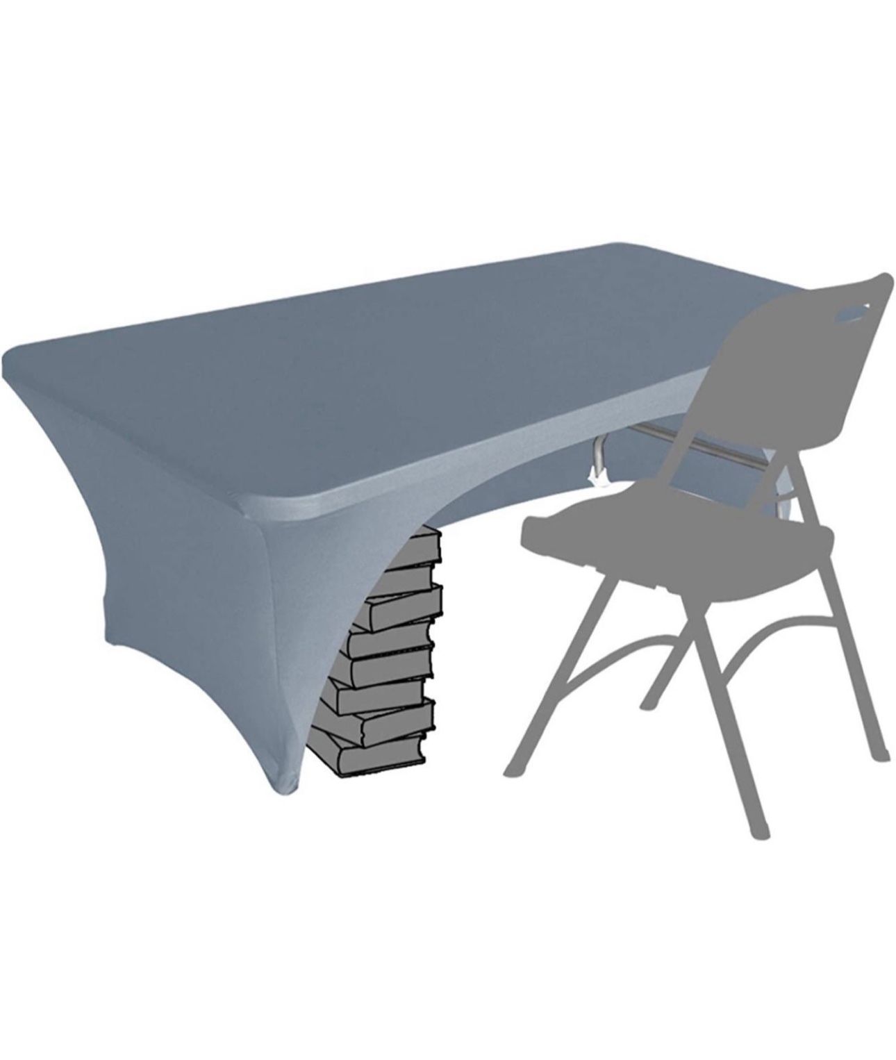 Spandex Table Cover 5 ft, Table Cover Open Back(5Ft,Silver Gray)