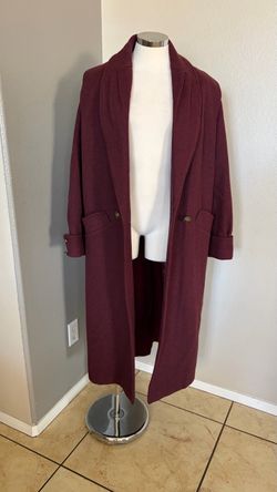 Burgundy Long Wool-Blend Coat
