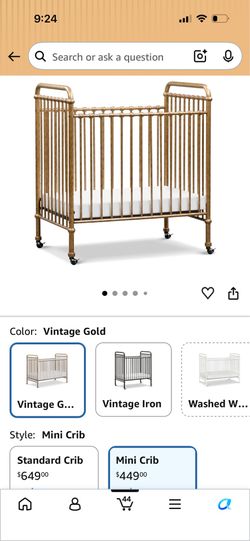 Rustic gold baby mini crib