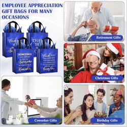 Gaillty 24 Pcs Employee Appreciation Gifts Bags Reusable with Handles, Non-woven Thank You Bags Bulk with Tissues, 8 x 4 x 10 Inch Christmas Gifts for