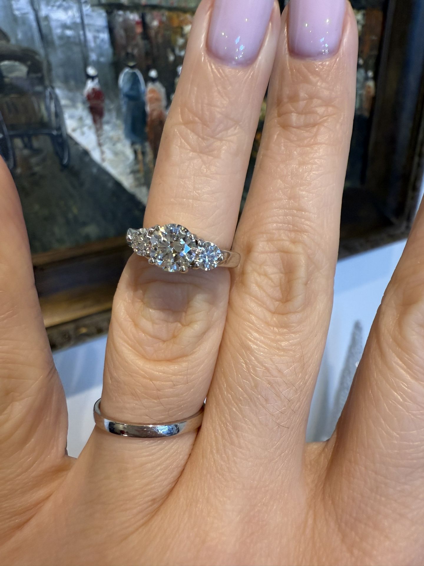 14K White Gold Natural Diamonds 1.01ct Center Diamond Comes With Certificate 