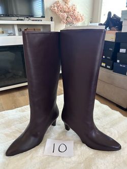 Burgandy boots/ dark briwn