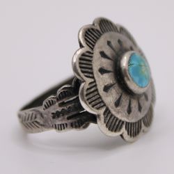 Vintage Sterling Silver Native American / Southwestern Style Turquoise Ring Size 4.75