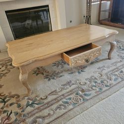 French Provincial Coffee Table with Drawer – Solid Wood