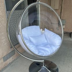 Acrylic swing ball chair with cushions