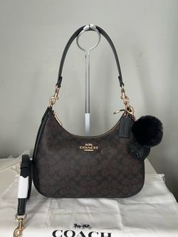 Coach Teri Hobo Bag In Signature Canvas In Walnut Black