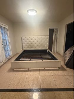 King Size Tufted Upholstered Bed Frame