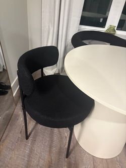2 Black Boucle Dining Chairs