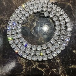 Mossinite 925 Silver Tennis Chain 