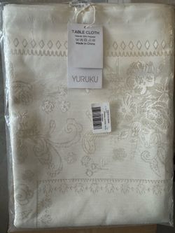 84x60 Yukuru Jacquard Tablecloth NEW
