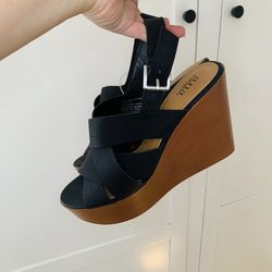 A.N.A Ana Dorian Black Brown Wedge