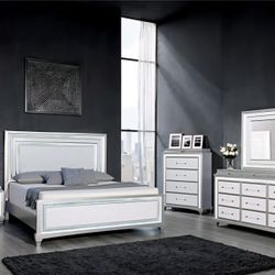 Bedroom Set Queen 4 Pc Grey Finish, New Especial Price 