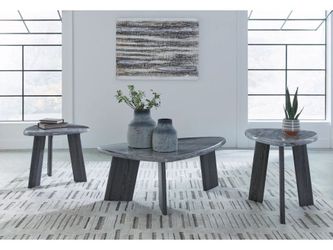 Sleek Design w/modern twist 3 Pc marble look coffee table set