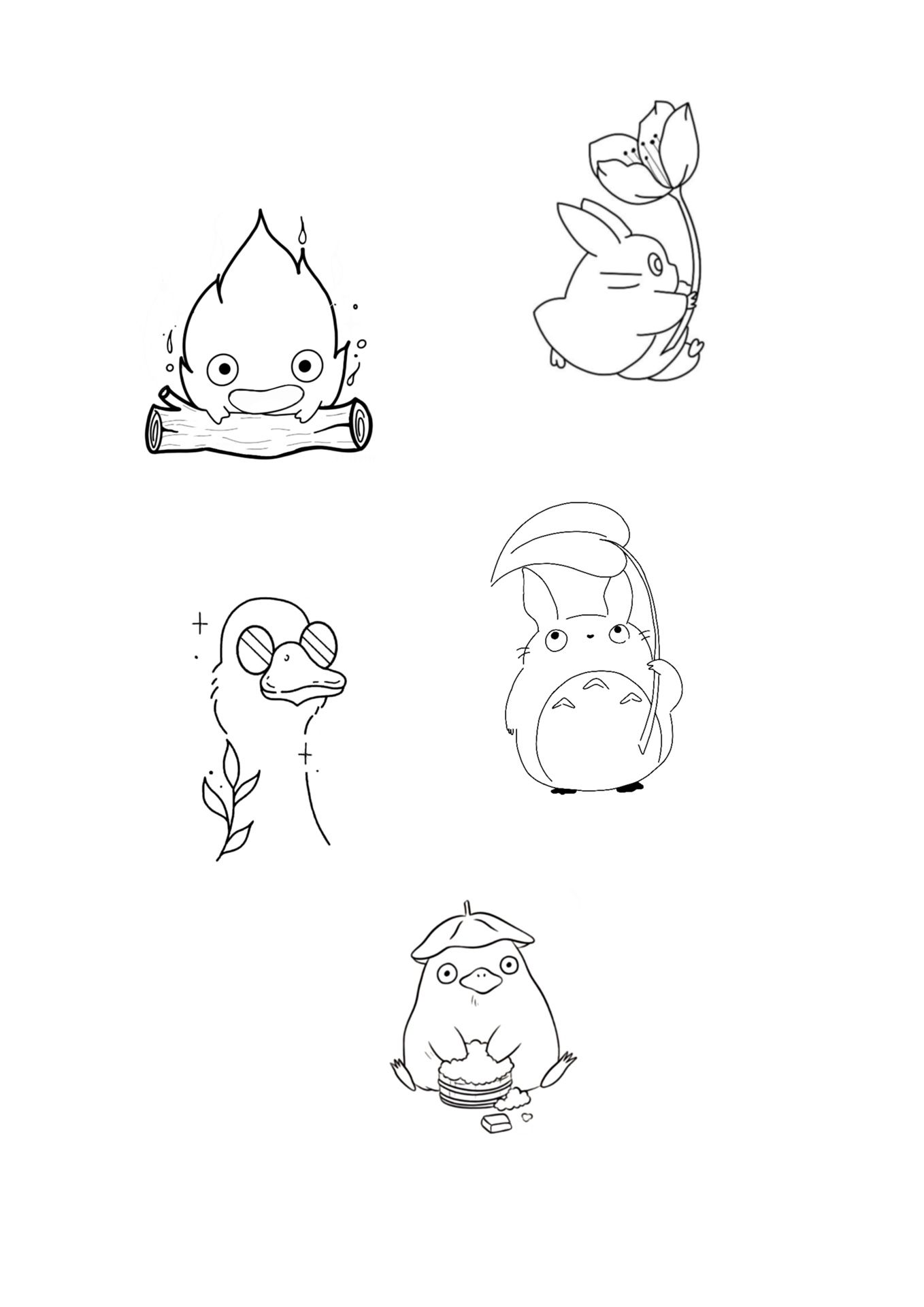 Ghibli Flash Sheet Tattoo Less than 2inches Black