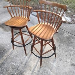 ✨Pair of Vintage Solid Wood  Swivel ✨