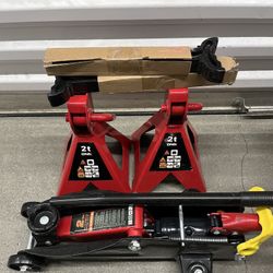 Low Profile Hydraulic Trolley Service/Floor Jack Combo with 2 Ratchet Jack Stands, 2 Ton (4000 lbs) Capacity