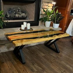 Brand New Custom Coffee Table EPOXY With Metal Legs 24x48 Size