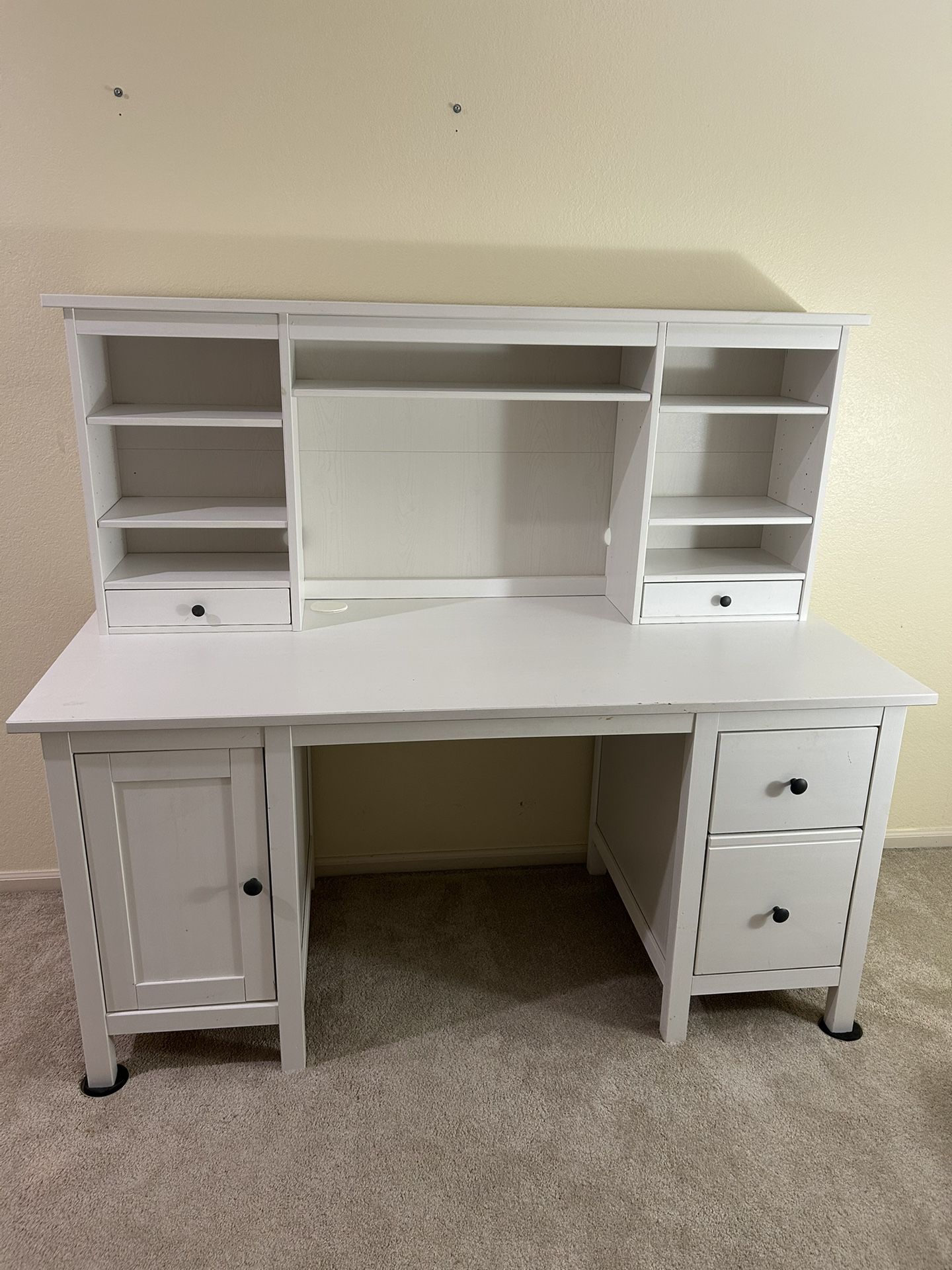 Used IKEA White Hemnes Desk And Hutch