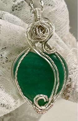Wire Wrapped Green Aventurine Pendant